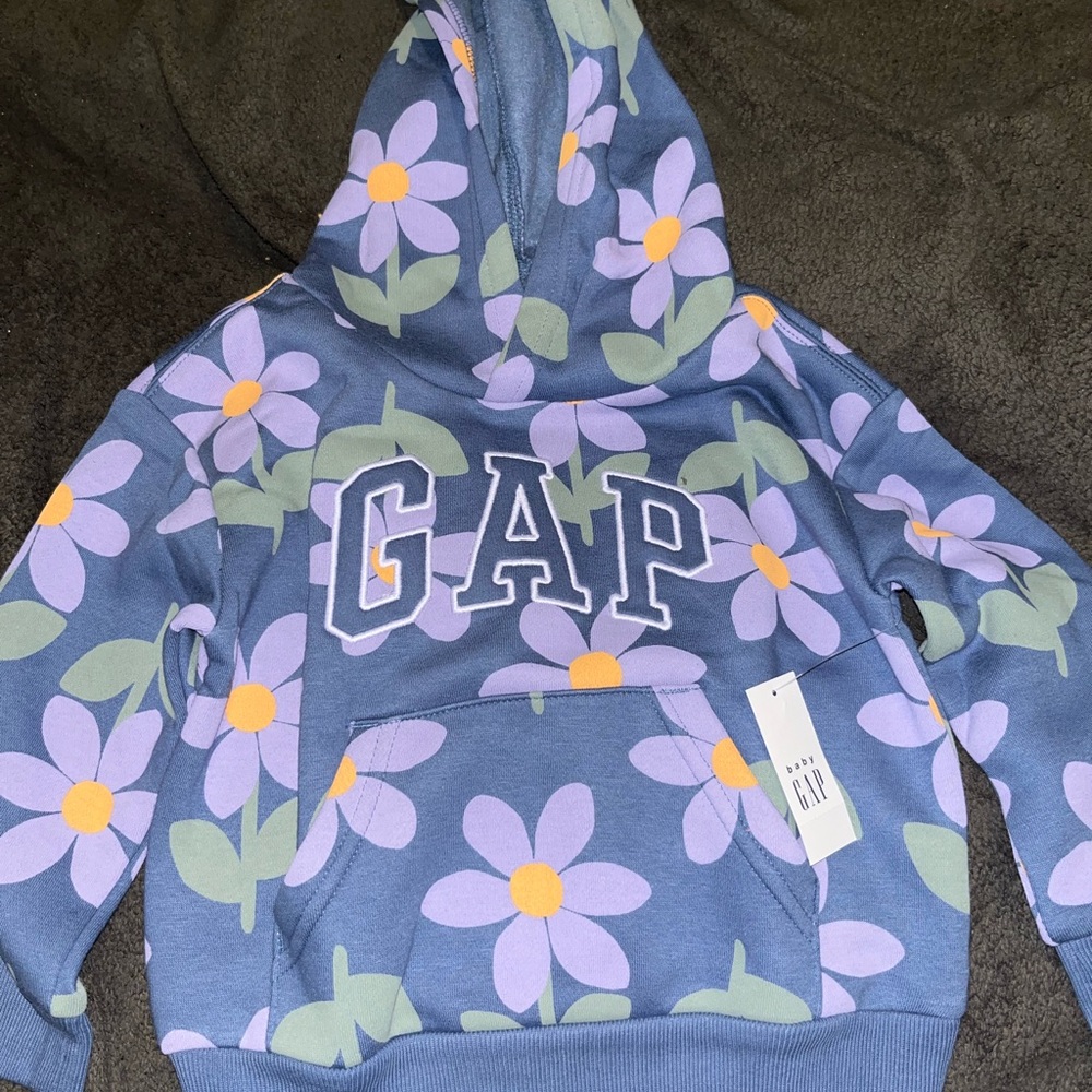 GAP Kids Blue Hoodie with Floral Pattern